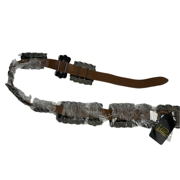 Lucky & Blessed Leopard Pink Turquoise Ribbon TooledSquare Belt